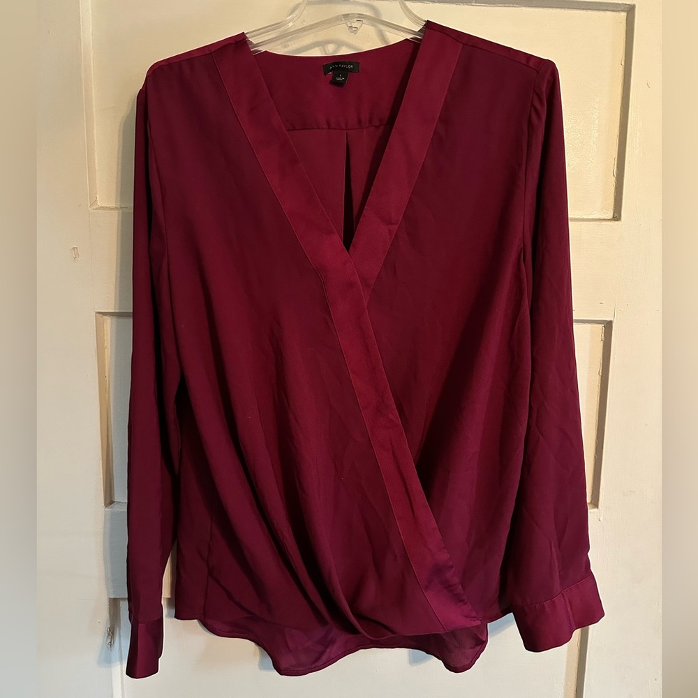 Elegant Ann Taylor Burgundy Women's Top